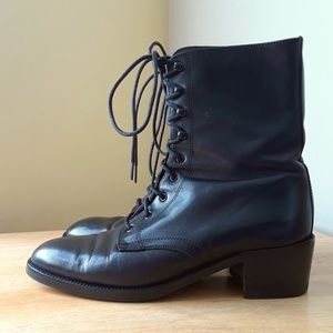 Charles David Vintage Black Lace Up Boots 6  1/2